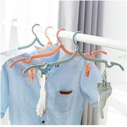 10PC Random Color Hangers for Clothes Wardrobe Hanger Clotheshorse Portable Hanger Travel Folding Hanger with Clip Household Skid Hanger Decoration