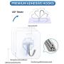 N/Q Premium Adhesive Hooks Kitchen Wall Hooks,Heavy Duty 13lb(Max) Wall Hooks, Transparent Reusable Seamless Hooks with Stainless Hooks Reusable Utility Towel Bath Ceiling Office Window Hooks,10 Pack