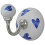 Indianshelf Handmade 1 Artistic Vintage Blue Ceramic Heart Rail Hooks Hangers/Key Hooks for Modern Wall