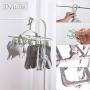 Foldable Clip and Drip Hanger, Socks Hanger Underwear Hanger with 16 Clothespins, Hanger for Drying Towels, Bras, Baby Clothes, Gloves, Collapsible Portable Plastic Laundry Sock Drying Hanger