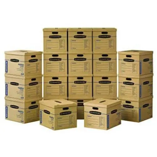 Bankers Boxes SmoothMove Classic Moving Boxes, Tape-Free Assembly, Easy Carry Handles, Medium, 18 x 15 x 14 Inches, 20 Pack (8817202) Bankers Boxes SmoothMove Classic Moving Boxes, Tape-Free Assembly, Easy Carry Handles, Medium, 18 x 15 x 14 Inches, 20 Pack (8817202)