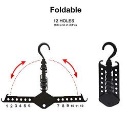 Space Saving Hnagers,【2 Pack】Multi-Functional Magic Hangers 12 in 1 Telescopic Foldable Household Hook, Suit Hangers Closet Organizer for Clothes Belts (Black)