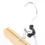 HANGERWORLD 5 Natural Wooden 9.8inch Clamp Clothes Garment Pant Skirt Hangers Felt Lining