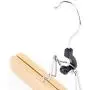 HANGERWORLD 15 Natural Wooden 9.8inch Clamp Clothes Garment Pant Skirt Hangers Felt Lining