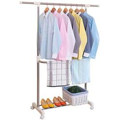 PLLP Drying Rack Hangers Airer Clothes Stainless Steel Extended Single Rod Floorstanding Lift Indoor Balcony Bedroom Drying Rack Clothes Rack