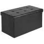 AuAg Folding Storage Ottoman Bench Faux Leather Toy Box/Chest Living Room Seat Foot Rest Storage Organizer Easy to Assemble (Black, 30")