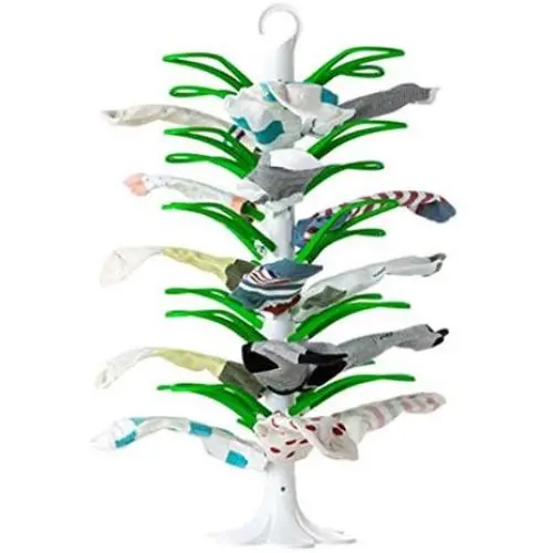 CHLIFE Happy Tree Socks Hanger(Dryer) Tree Shape Foldable Laundry Drying Rack 32Pegs, Space Utilization, Easy Assembly, Easy to use, Towels, Diapers, Hat, Scarf, Bras, Baby Clothes, Underwear, Socks,
