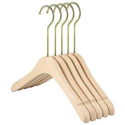 SAASNY Standard Hangers,High Grade Wooden Clothes Hangers 32 X 2 X 29 cm Set of 40 with Natural Wood Color Fine Polished and 2 Grooves and Non-Slip Durable,