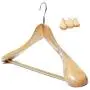 STSUNEU Large Wood Hangers, Wooden Hangers Gugertree with Wide Shoulders,Suit Hanger， Natural Finished Goods, Trouser Rack, 6/ Pack