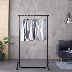 YMJ Iron Coat Rack Black Floor Hanger Simple Bedroom Mobile Clothes Rack Modern Minimalist Single Pole Floor Hanger Coat Racks