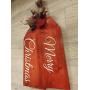 Large Christmas Wood Door Tags - Door Hanger - Merry Christmas - Christmas Floral with Bell Decoration - Holiday Wreath - Hand Painted and Crafted