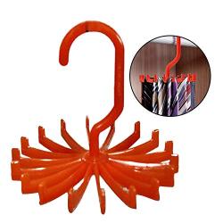 Hot Sale!DEESEE(TM)????????Rotating Tie Rack Adjustable Tie Hanger Holds 20 Neck Ties Tie Organizer for Men (Orange)