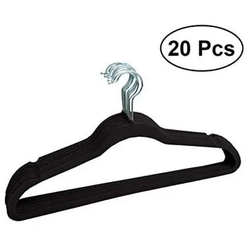 20pcs Non-Slip Flocked Velvet Huggable Hangers,Clothes Hangers Shirts Sweaters Dress Hanger Hook Drying Rack (Black) 20pcs Non-Slip Flocked Velvet Huggable Hangers,Clothes Hangers Shirts Sweaters Dress Hanger Hook Drying Rack (Black)