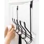 Over The Door Hook - 5 Coat Hooks Pegs - Heavy Duty Organizer Rack for Towel, Hat,Hoodies,Coat, Cloth,Bag - Decorative Metal Hanger Holder for Home Office Use - Black