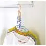 10pcs Random Color Plastic Coat Hangers Windproof Organizer Hook Fixed Holder Buckle 5 Circle Anti-Slip Hanger Storage Racks Clothes Hanger