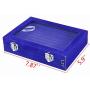 Pasutewel 7 Slots Velvet Glass Rings Earrings Jewellery Display Stand Storage Boxes Holder Organiser Tray Case - Blue