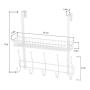 Coat Rack Over the Door Hook 5 Hooks Door Hanger with Detachable Storage Organizer and Metal Stainless Steel for Coats, Bags, Towels, Bathroom, Bedroom