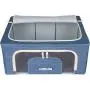 Zaki Boxes Closet Organizer Storage Boxes | Breathable & Anti-Mold Cloth Container | for Clothes, Blankets, Linen, Sweater, Duvet, Under Bed, Home Organization, Clothing & Towel Storage (Blue/Tan, Large)