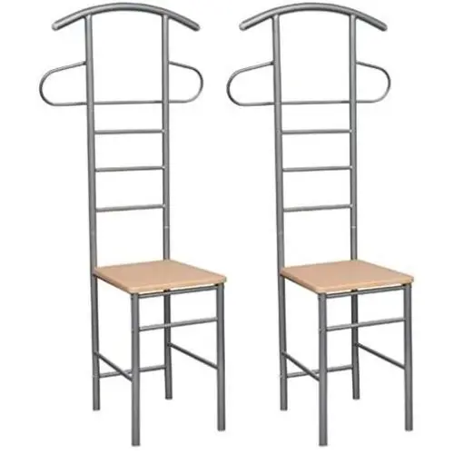 SaiDeKe Home 2pcs Butler Valet Metal Stand Coat Rack Clothes Suit Hanger Chair Brown SaiDeKe Home 2pcs Butler Valet Metal Stand Coat Rack Clothes Suit Hanger Chair Brown