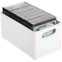 mDesign Plastic Stackable Home Storage Organizer Container Bin Boxes with Handles - for Media Consoles, Closets, Cabinets - Holds DVDs, Blu Ray, Video Games, Gaming Accessories - White