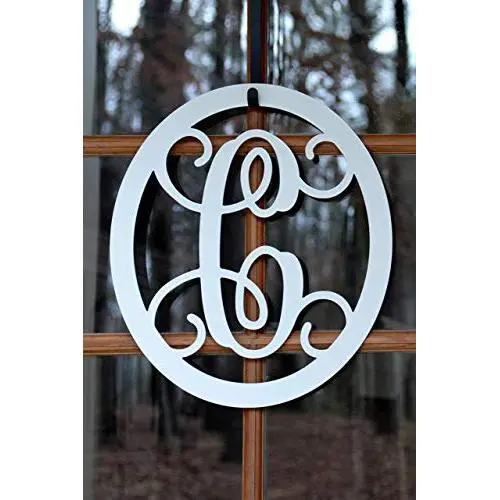 Metal Monogram Letter, Monogram Wreath, Door Hanger Monogram, Metal Monogram Letter, Oval Monogramed Wreath, Wall Art