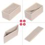 DIOMMELL 6 Pack Foldable Cloth Storage Boxes Closet Dresser Drawer Organizer Fabric Baskets Bins Containers Divider with Drawers for Clothes Underwear Bras Socks Lingerie Clothing,Beige 060