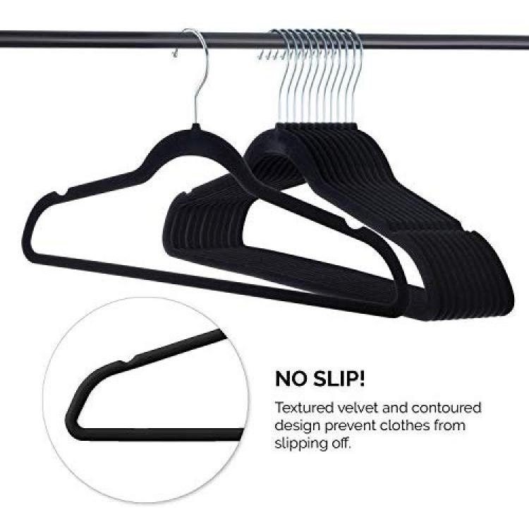 SUPJOO Premium Velvet Hangers-Swivel Rose Gold Hooks - Felt