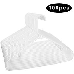 SUPER DEAL 100-pack White Plastic Hangers Premium Quality Ultra Thin Non-Slip Suit Hanger Long Lasting Tubular Clothes Hangers - Wrinkle Free - Space Saving - Heavy Duty (Set of 100) (White)