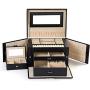 ABO Gear Boxes Jewelry Case Jewlery Organizers Storage with Lock, Black/Beige Pu Leather ABO Gear Boxes Jewelry Case Jewlery Organizers Storage with Lock, Black/Beige Pu Leather