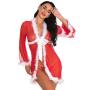 Crotchless Lingerie, Shybuy Women Lingerie Halter Christmas Lace Babydoll Mesh Nightwear V Neck Teddy
