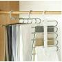 5pcs Random Color 5 in 1 Pant Rack Shelves Stainless Steel Clothes Hangers Multi-Functional Wardrobe Magic Hanger