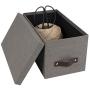 Bigso Silvia Canvas Fiberboard Organizational Storage Box, 5.9 x 6.5 x 11.6 in, Grey