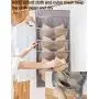 Closet Hanging Organizer with Mesh Pockets, Dual Sided Wall Shelf Wardrobe Organizers, Space Saver Storage Bags Oxford Cloth with Metal Hanger for Bra Underwear Underpants Socks (Blue, 10+5)