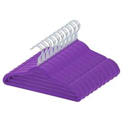 TQVAI 50 Pack Kid Velvet Clothes Hangers Non Slip Space Saver, Purple (Renewed)