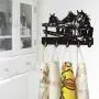 Three Horses Custom Silihouette Wooden Hanger Unique Gift Clothes Hat Key Hook/Coat Rack/Wall Hook Modern Home Decoration Wall Stickers Kitchen Bathroom Towel Hook,Black