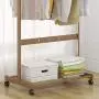 Cxjff Floor Standing Coat Rack Movable Design Hanger Clothes 2 Hooks Shoes Shelf Easy Install, Wood (Color : Wood Color, Size : 80x45x165cm)