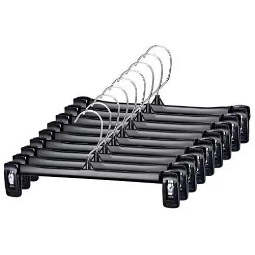 Titan Mall Pants Hangers 30 Pack 12inch Black Plastic Skirt Hanger with Non-Slip Big Clips and 360 Rotatable Hook, Durable and Sturdy Plastic Hanger, Elegant and Economical for Hanging Pants Titan Mall Pants Hangers 30 Pack 12inch Black Plastic Skirt Hanger with Non-Slip Big Clips and 360 Rotatable Hook, Durable and Sturdy Plastic Hanger, Elegant and Economical for Hanging Pants