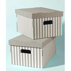 Compactor Set of 2 Storage Boxes in Corrugated Cardboard, with Handles, Stackable, Taupe, 40 x 31 x H. 21 cm, RAN4583