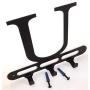 Capital Letter U Monogram Wall Hook Hanger. Satin Black. Solid Steel. Screws Included.