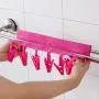 Symphony Clothes Hanger, Portable Travel Bathroom Folding Clothes Hanger with 6 Clips (Black RED)
