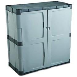 Rubbermaid Double-Door Storage Cabinet, 18" D x 36" W x 37" H, Gray/Black, FG708500MICHR