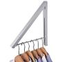 Folding Closet Rods Clothes Hanger Wall Mounted Retractable Clothes Hanger & Drying Rack Great Space Saver