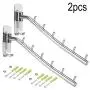 Folding Clothes Rack, Stainless Steel Wall Mounted Clothes Hanger with 6 Hooks Heavy Duty Swing Clothes Holder Closet Storage Organizer Modern Durable Drying Rack Hook Polished Finish ( 2 Pack )