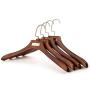 Vivi&Stitch - Coat Hangers Wooden, 4 Pack Walnut Hangers, Wood Suit Hanger with Wide Shoulder, High-Grade, 360° Swivel Hook, Heavy Duty Clothes Hangers for Suits, Jacket with Swivel Hook