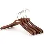 Vivi&Stitch - Coat Hangers Wooden, 4 Pack Walnut Hangers, Wood Suit Hanger with Wide Shoulder, High-Grade, 360° Swivel Hook, Heavy Duty Clothes Hangers for Suits, Jacket with Swivel Hook