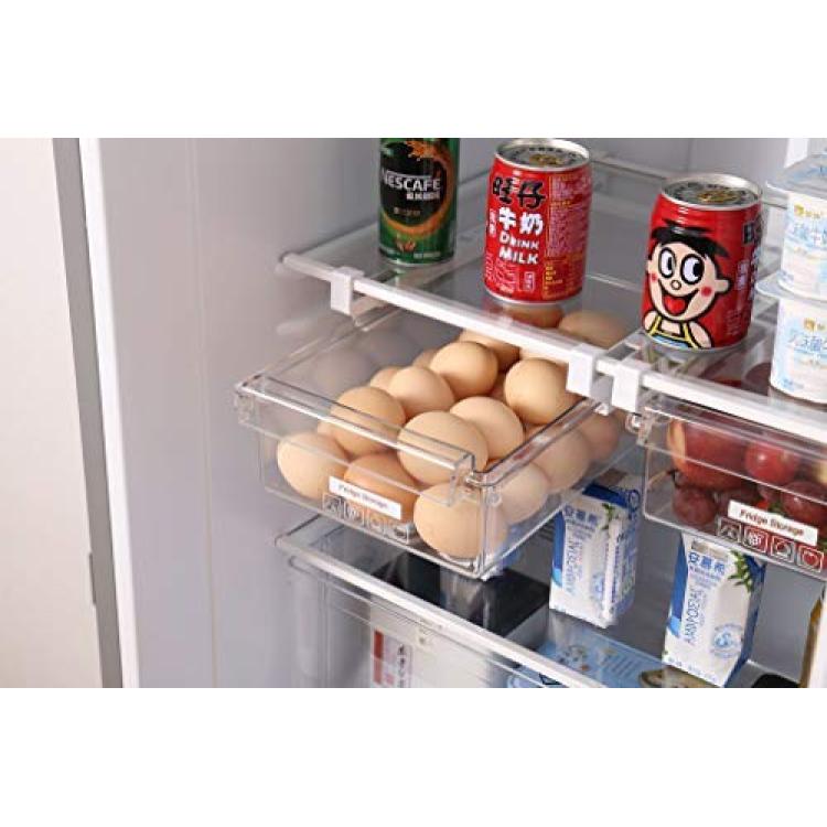 Fridge Egg Drawers Refrigerator Pull Out Bins Snap On Drawer Organizer Food  Fruits Storage Box Kitchen Egg Tray Refrigerator Space Saver Storage  Container