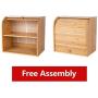 Roll Top Bread Boxes Bamboo Storage Bin Kitchen Large Capacity Bread Keeper Fully Assembled (2- Layer)