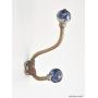 abodent.com Blue Handmade Painted Ceramic Ball & Antique Brass Coat Hook Hooks Wall Mounted Door Hook Hanger for Hat Coat Clothes Kitchen Bathroom Bedroom Office (Screws Included)