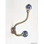 abodent.com Blue Handmade Painted Ceramic Ball & Antique Brass Coat Hook Hooks Wall Mounted Door Hook Hanger for Hat Coat Clothes Kitchen Bathroom Bedroom Office (Screws Included)