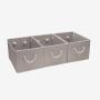 JS HOME Foldable Basket Organizer Bin, Polyester Storage Boxes with Strong Cotton Rope Handle, Grey, Jumbo, 3-Pack